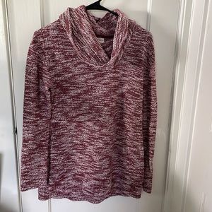 Merona maroon and white cowlneck long sweater